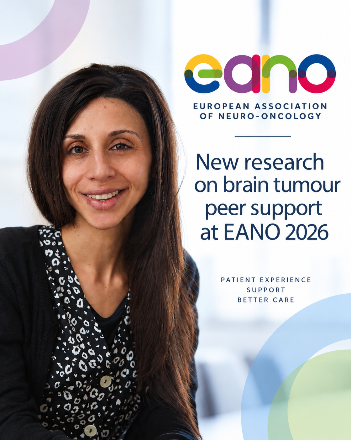Lillie Pakzad-Shahabi presenting HINO research on brain tumour peer support at EANO 2026